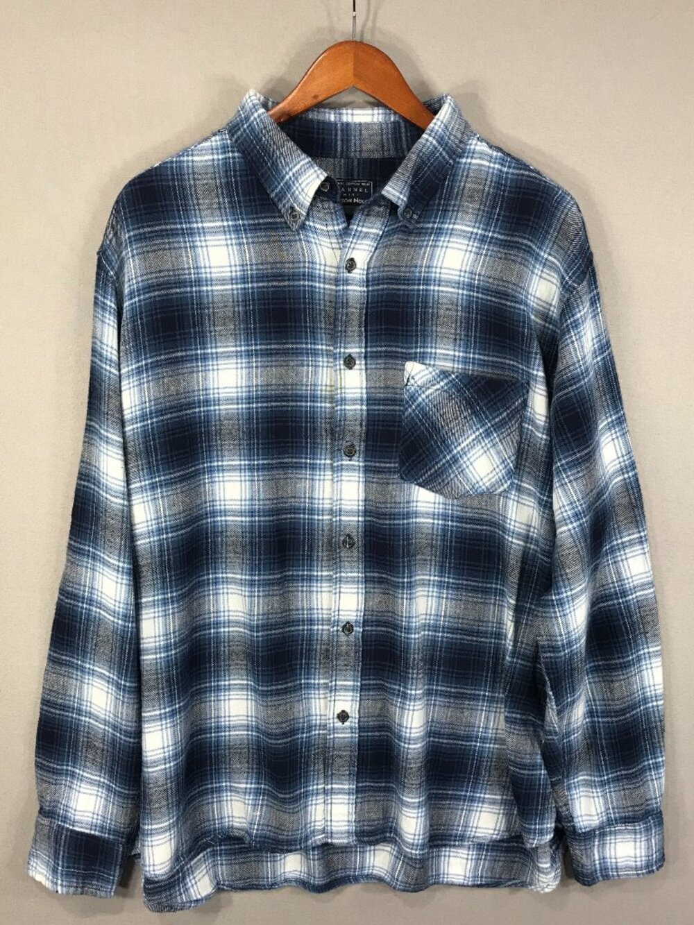 Jackson Hole Shirt Men's 2XL Blue Plaid Flannel Button Down Long Sleeve Pocket